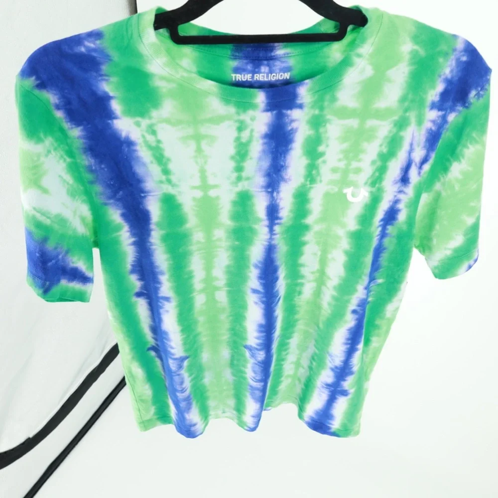 True‎ Religion Men Tie Dye T Shirt Crew Neck Short Sleeve Graphic Tee Small NWT